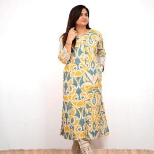 GoSriKi Women's Rayon Viscose A-Line Printed Kurta with Pant