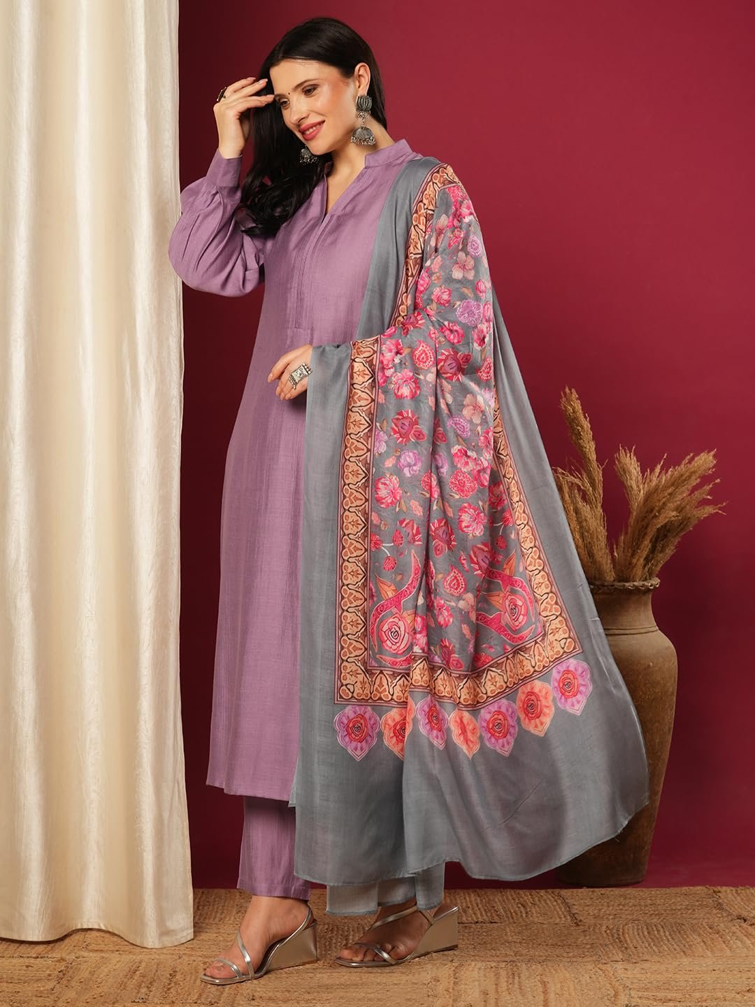 GoSriKi Women's Rayon Viscose Solid Straight Pakistani Kurta with Pant & Dupatta - Image 6