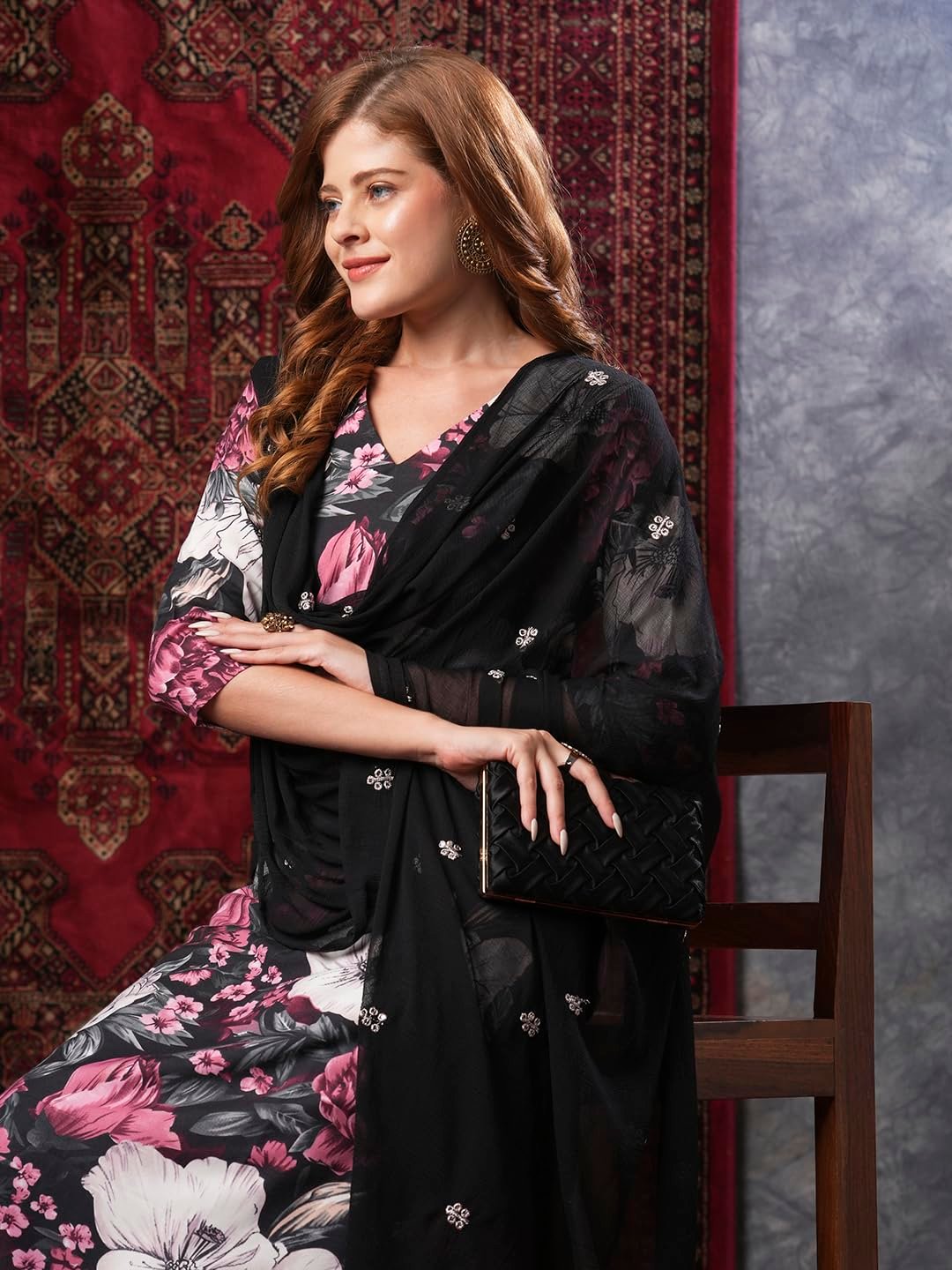 GoSriKi Women's Rayon Blend Straight Printed Kurta with Pant & Dupatta - Image 8