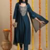 GoSriKi Women's Rayon Viscose Embroidered Straight Kurta with Pant & Dupatta - Image 3