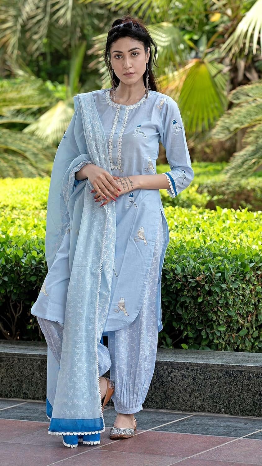 GoSriKi Women's Rayon Blend Straight Kurta With Pant & Dupatta - Image 4