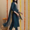 GoSriKi Women's Rayon Viscose Embroidered Straight Kurta with Pant & Dupatta - Image 6