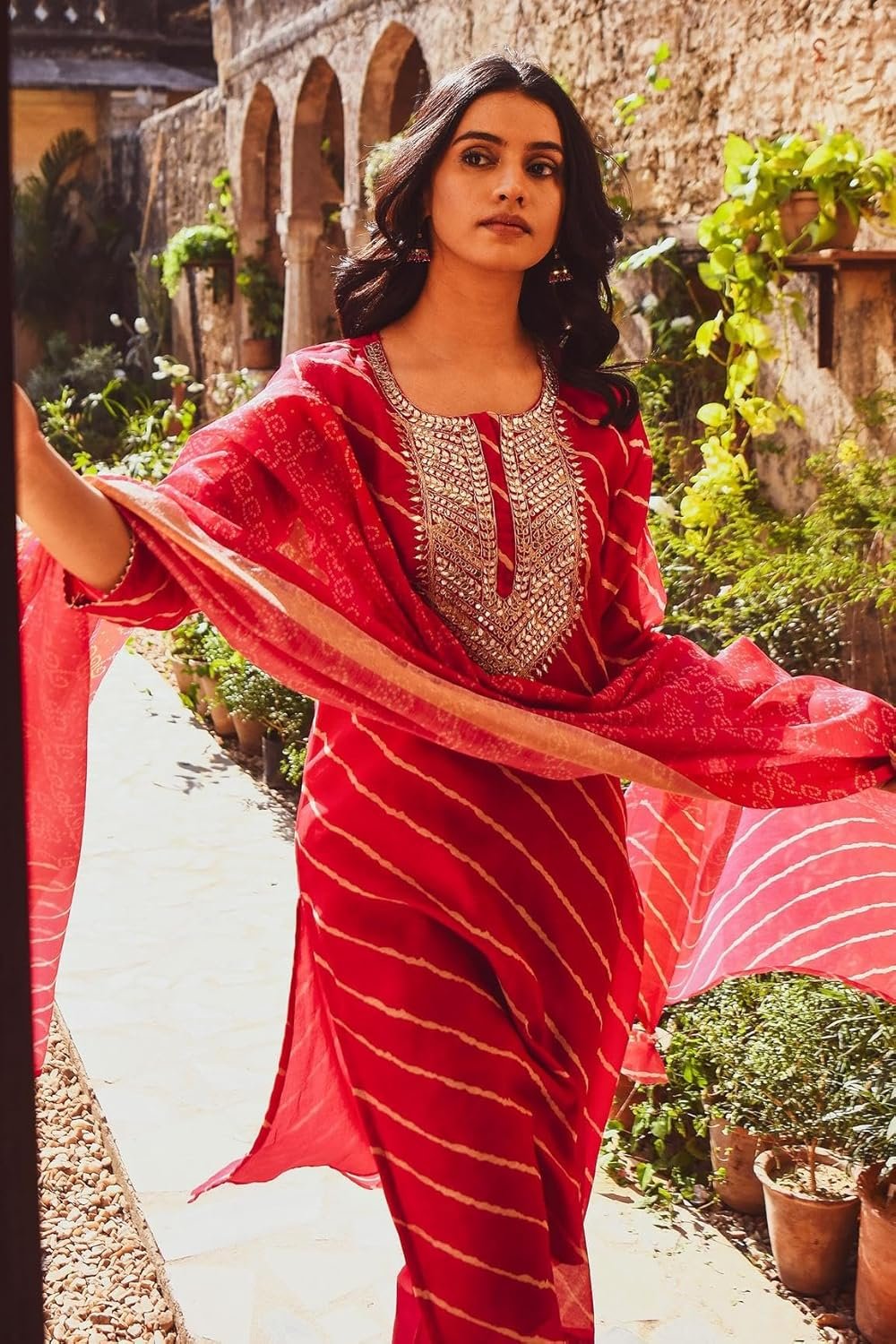 GoSriKi Women's Cotton Blend Straight Printed Casual Style Kurta with Pant & Dupatta - Image 6