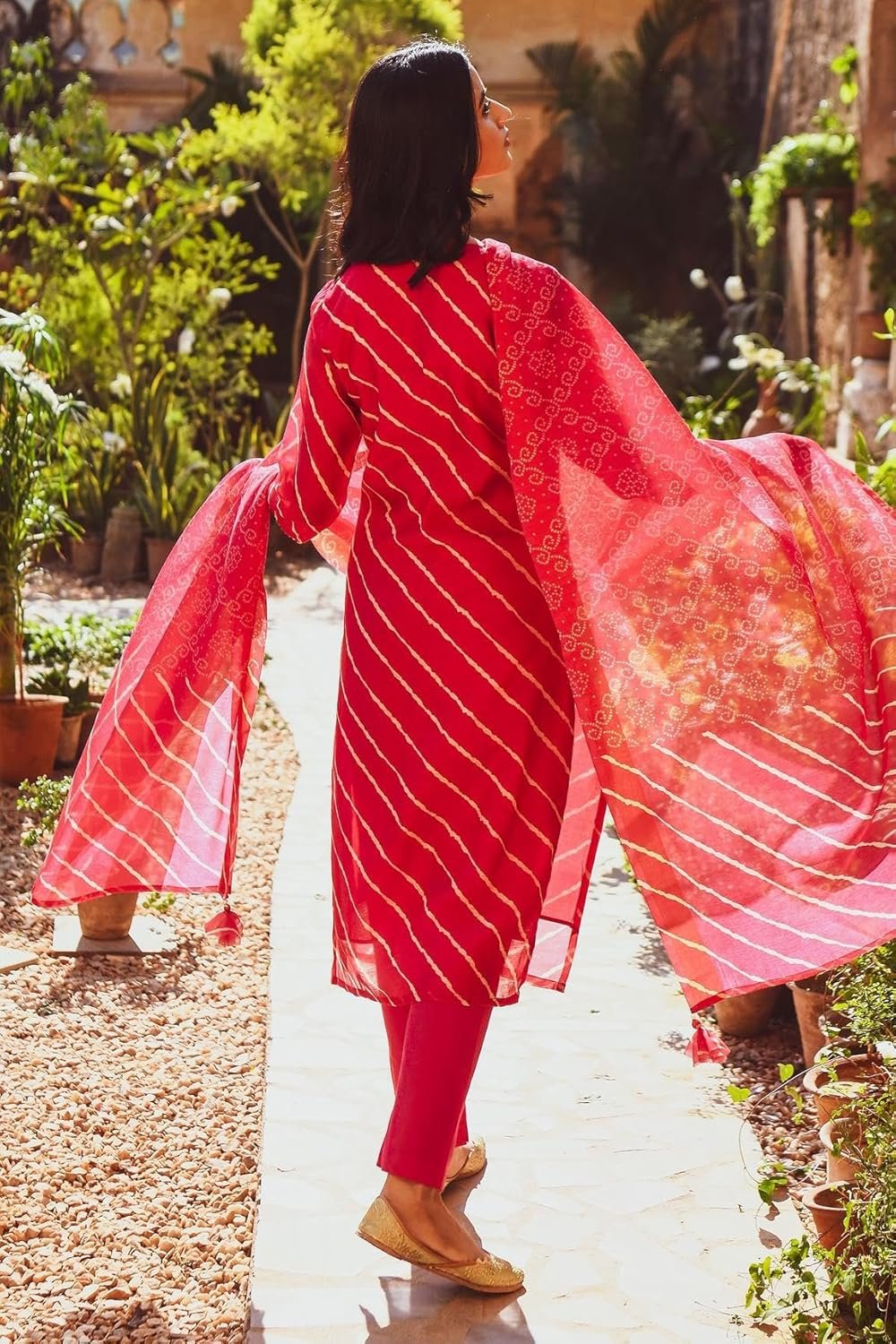 GoSriKi Women's Cotton Blend Straight Printed Casual Style Kurta with Pant & Dupatta - Image 4