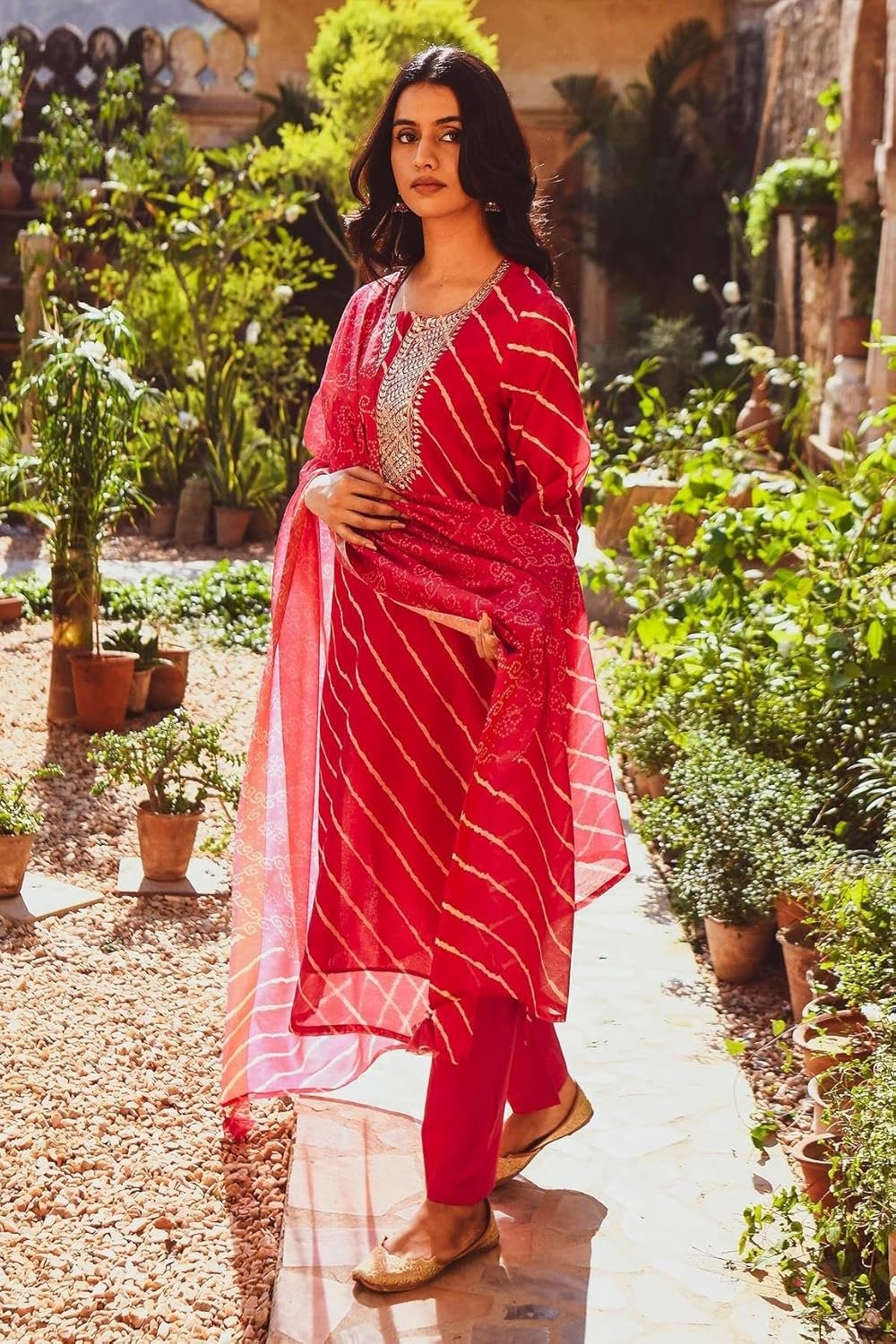 GoSriKi Women's Cotton Blend Straight Printed Casual Style Kurta with Pant & Dupatta - Image 5