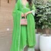 GoSriKi Women's Rayon Blend Floral Regular Kurta with Pant & Dupatta - Image 2