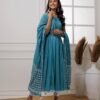 GoSriKi Women's Rayon Viscose Printed Anarkali Kurta with Pant & Dupatta - Image 2