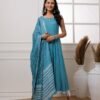 GoSriKi Women's Rayon Viscose Printed Anarkali Kurta with Pant & Dupatta - Image 3