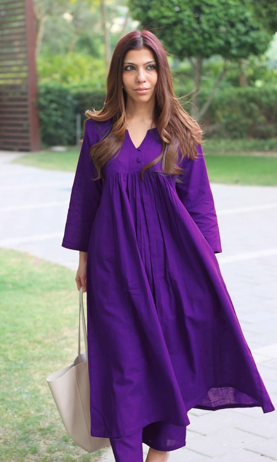 GoSriKi Women's Rayon Viscose Solid A-Line Kurta with Pant - Image 3