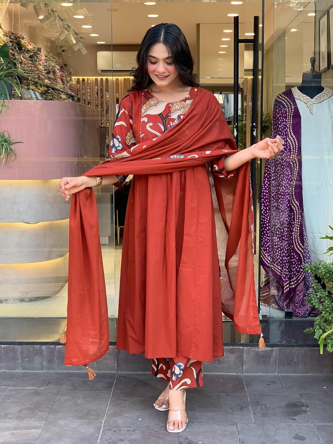 GoSriKi Women's Rayon Viscose Straight Printed Kurta with Pant & Dupatta - Image 7