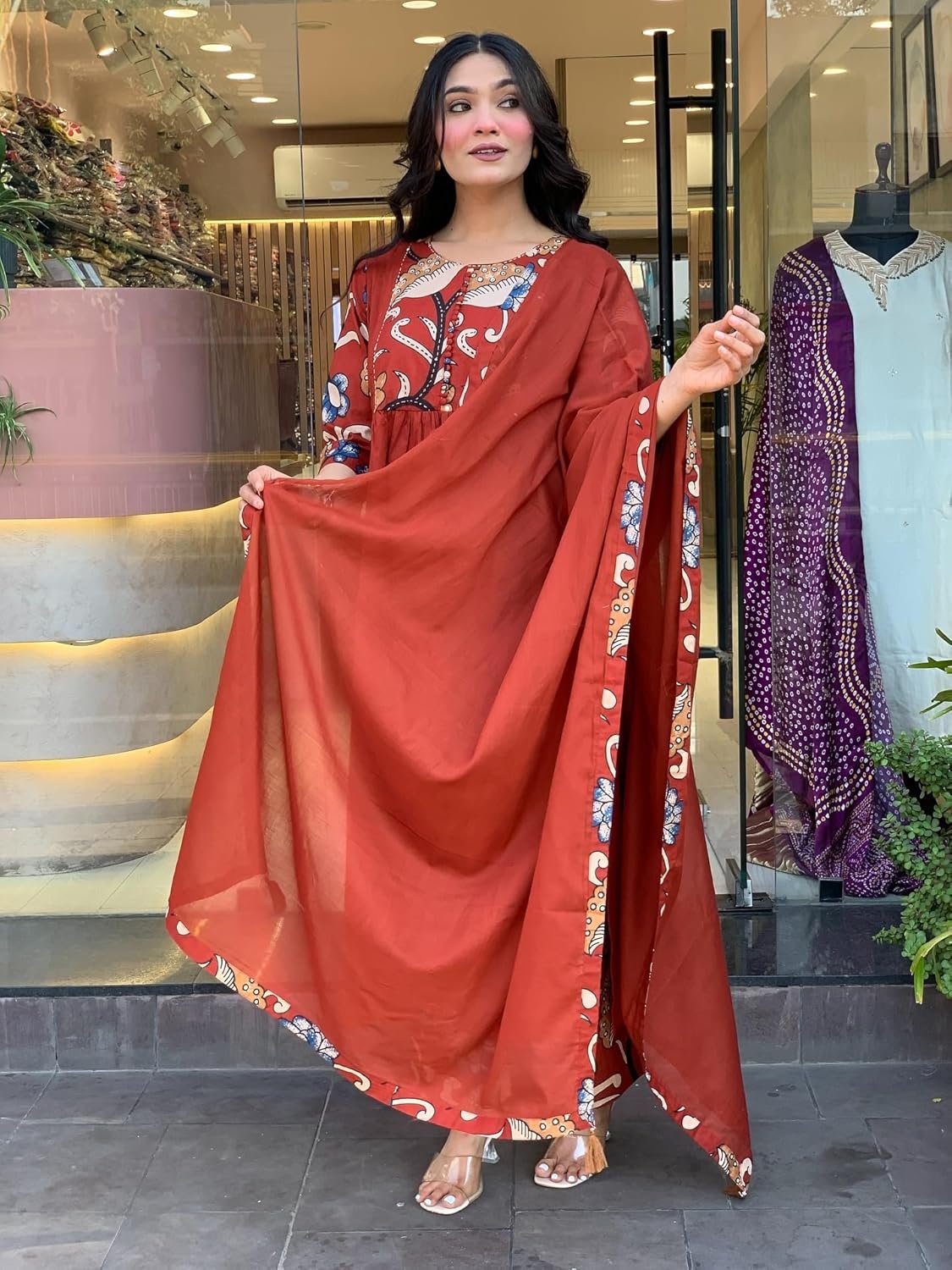 GoSriKi Women's Rayon Viscose Straight Printed Kurta with Pant & Dupatta - Image 4