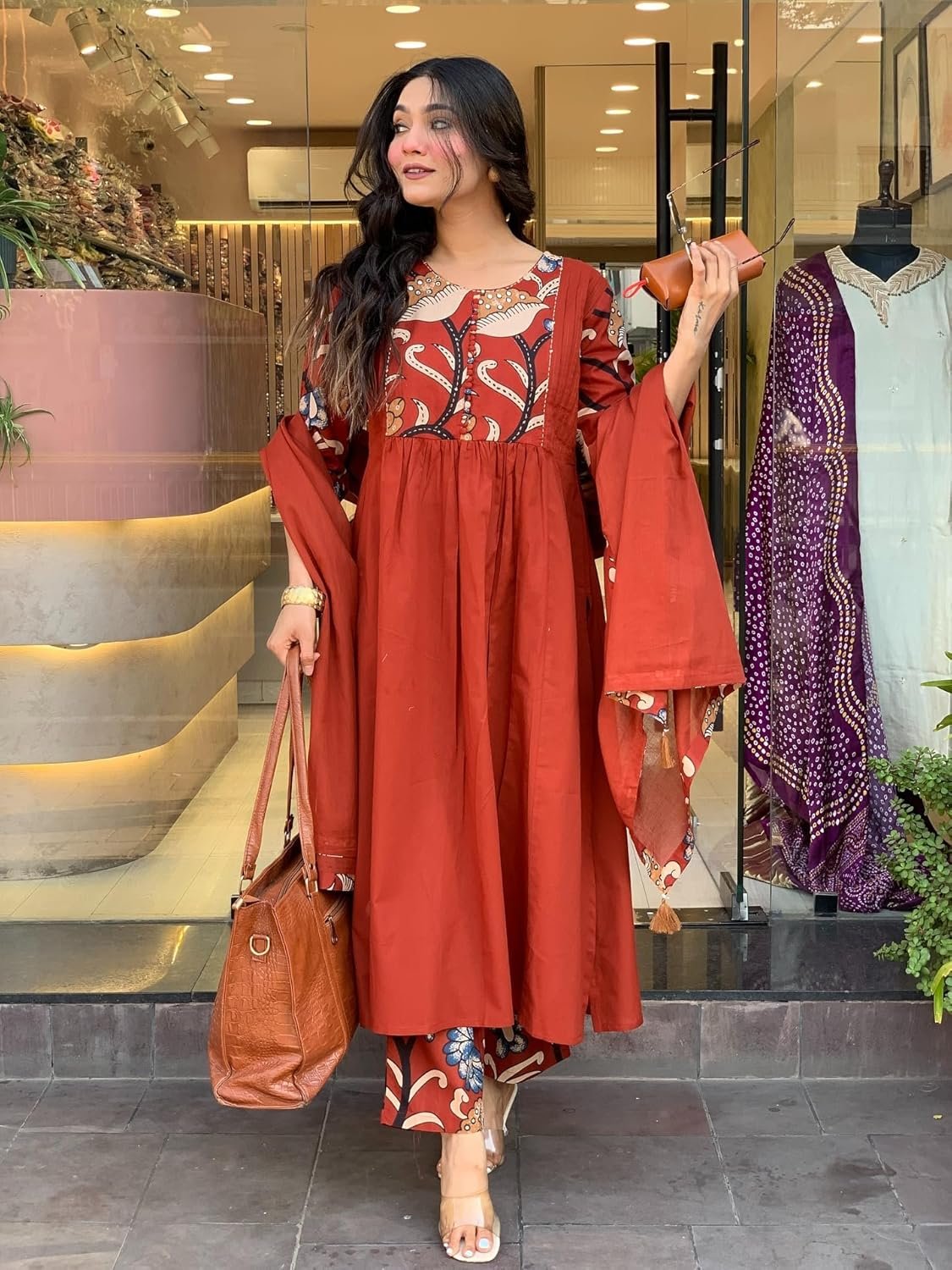 GoSriKi Women's Rayon Viscose Straight Printed Kurta with Pant & Dupatta - Image 6