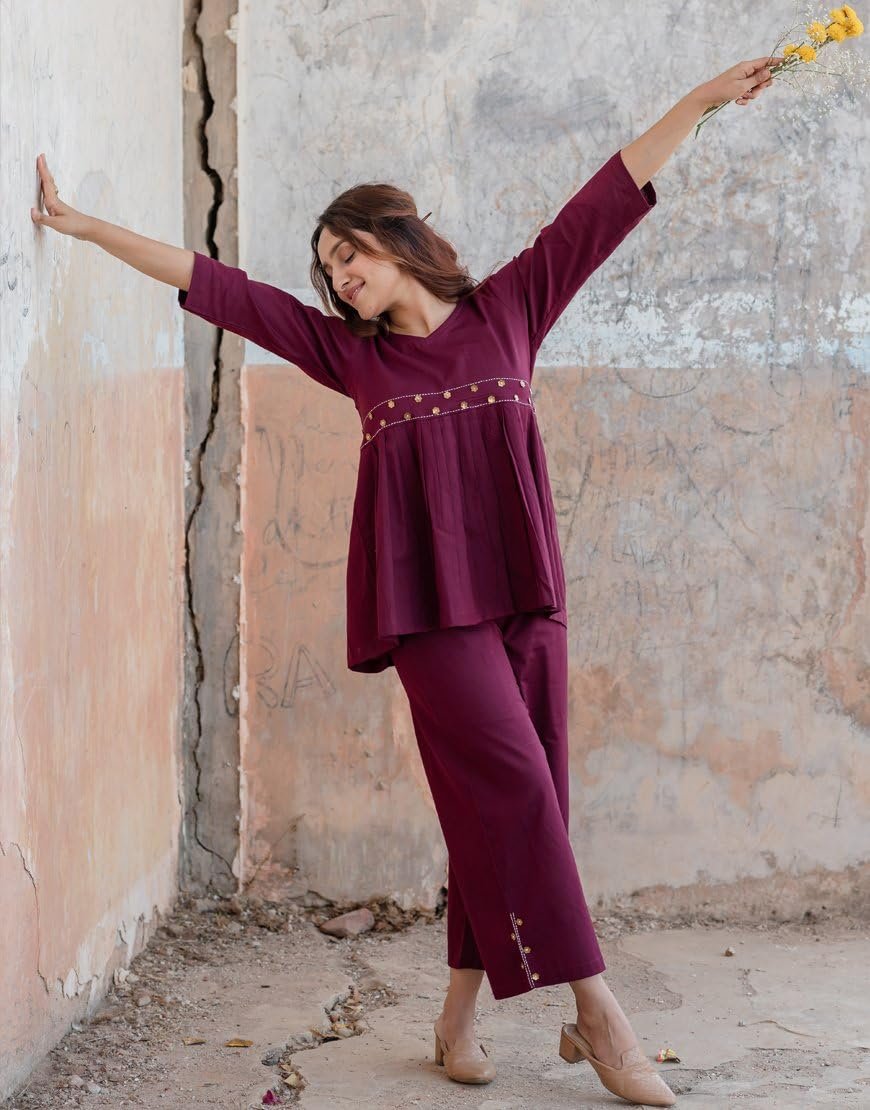 GoSriKi Women's Rayon Viscose Ethnic Co-Ord Set