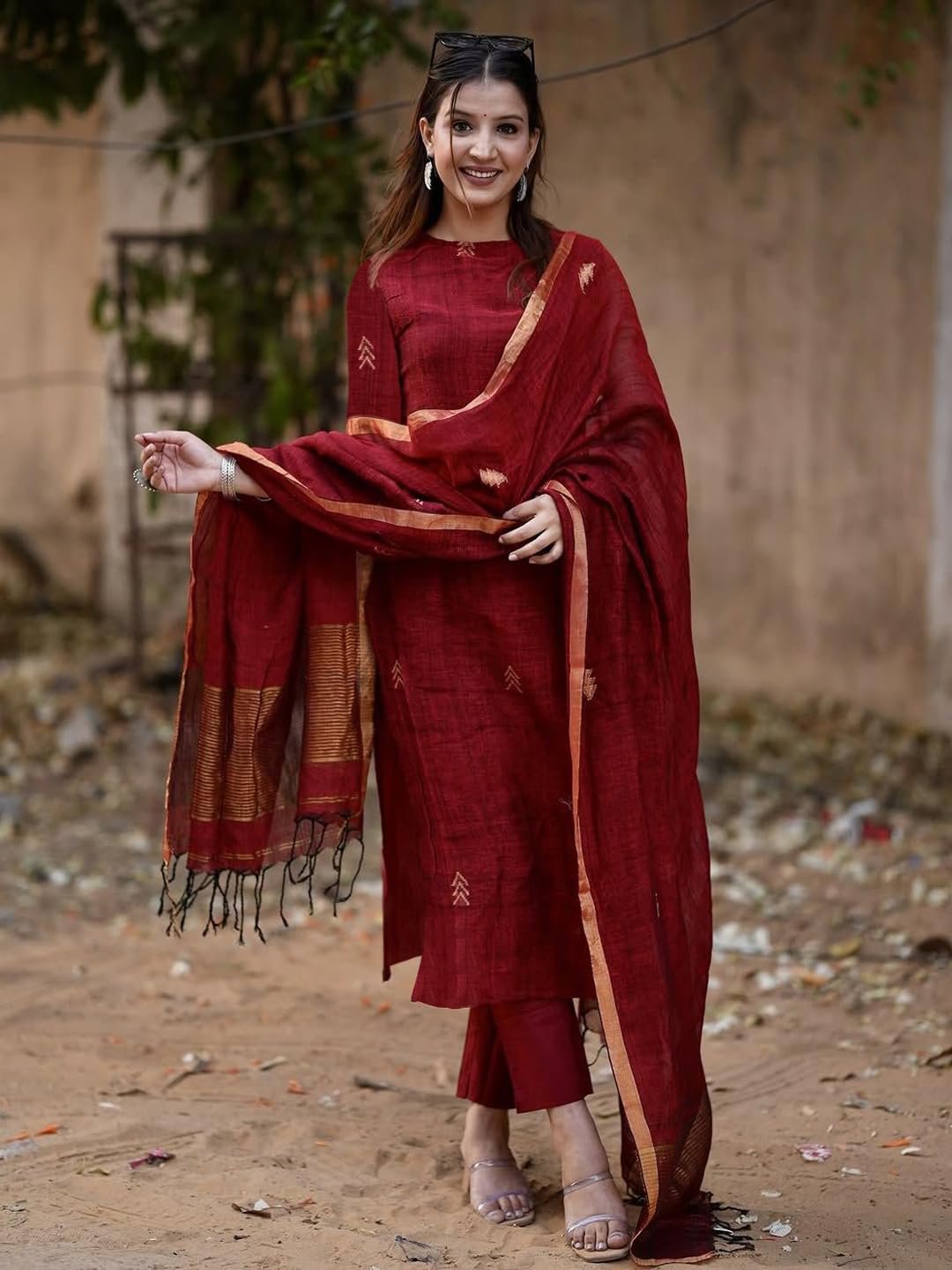 GoSriKi Women's Rayon Viscose Straight Printed Kurta with Pant & Dupatta