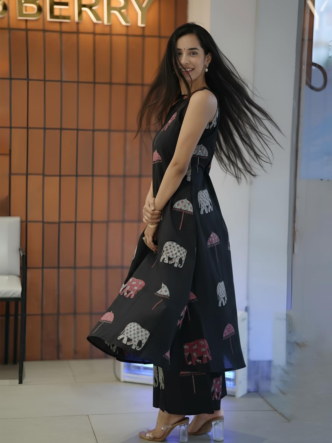 GoSriKi Women's Ethnic Co-Ord Set | Kurta Pant Set | Kurta Palazzo Set | Stylish Cotton Suit Set for Women - Image 4