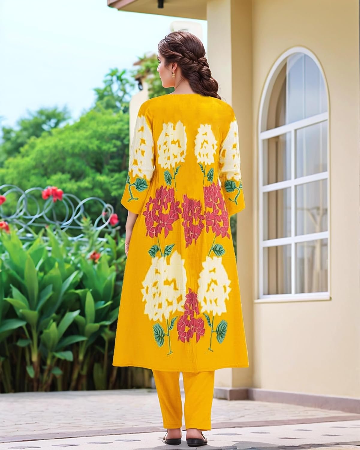 GoSriKi Women's Ethnic Co-Ord Set | Kurta Pant Set | Kurta Palazzo Set | Stylish Cotton Suit Set for Women, Festival Co-ord - Image 5