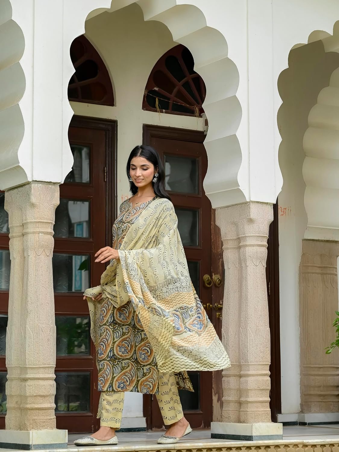 GoSriKi Women's Rayon Blend Kurta with Pant & Dupatta - Image 7