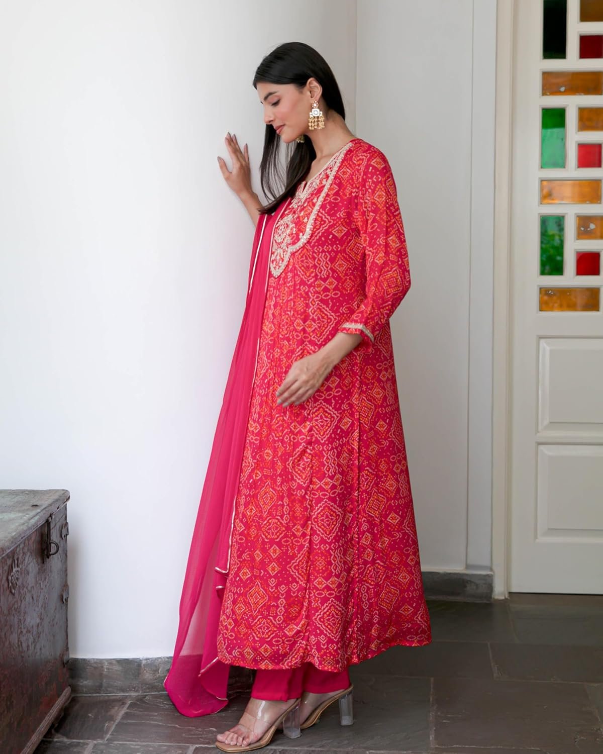 GoSriKi Women's Rayon Viscose Straight Printed Kurta with Pant with Dupatta - Image 4