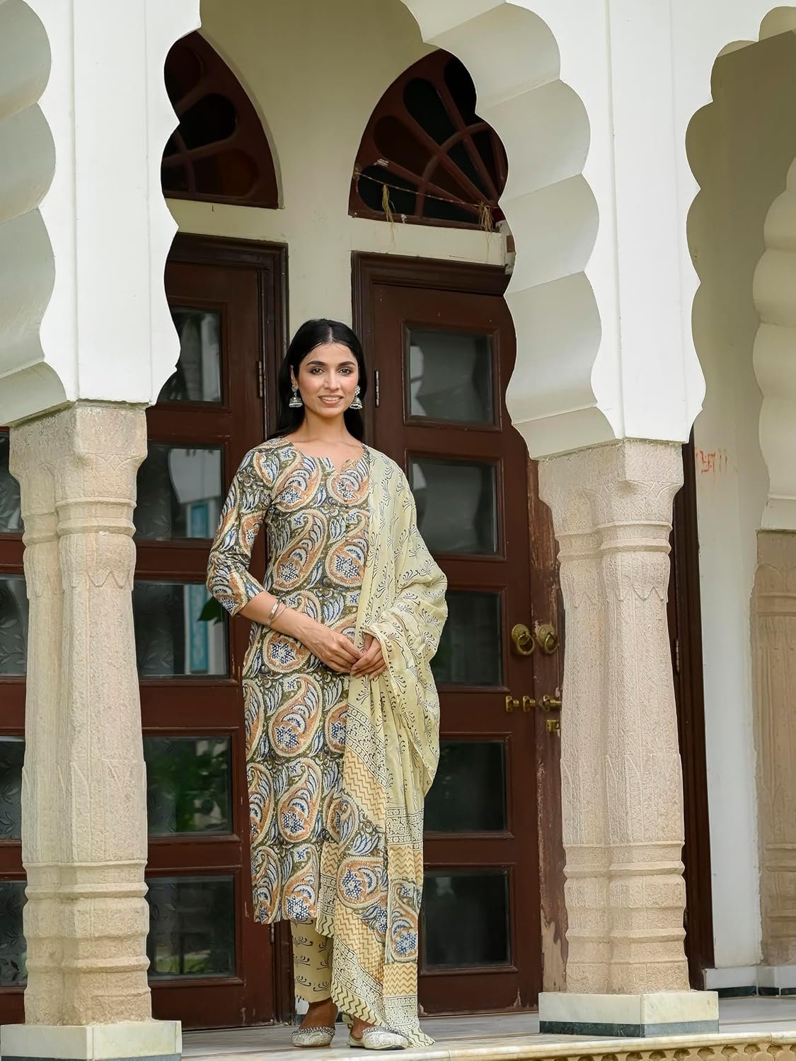 GoSriKi Women's Rayon Blend Kurta with Pant & Dupatta - Image 3