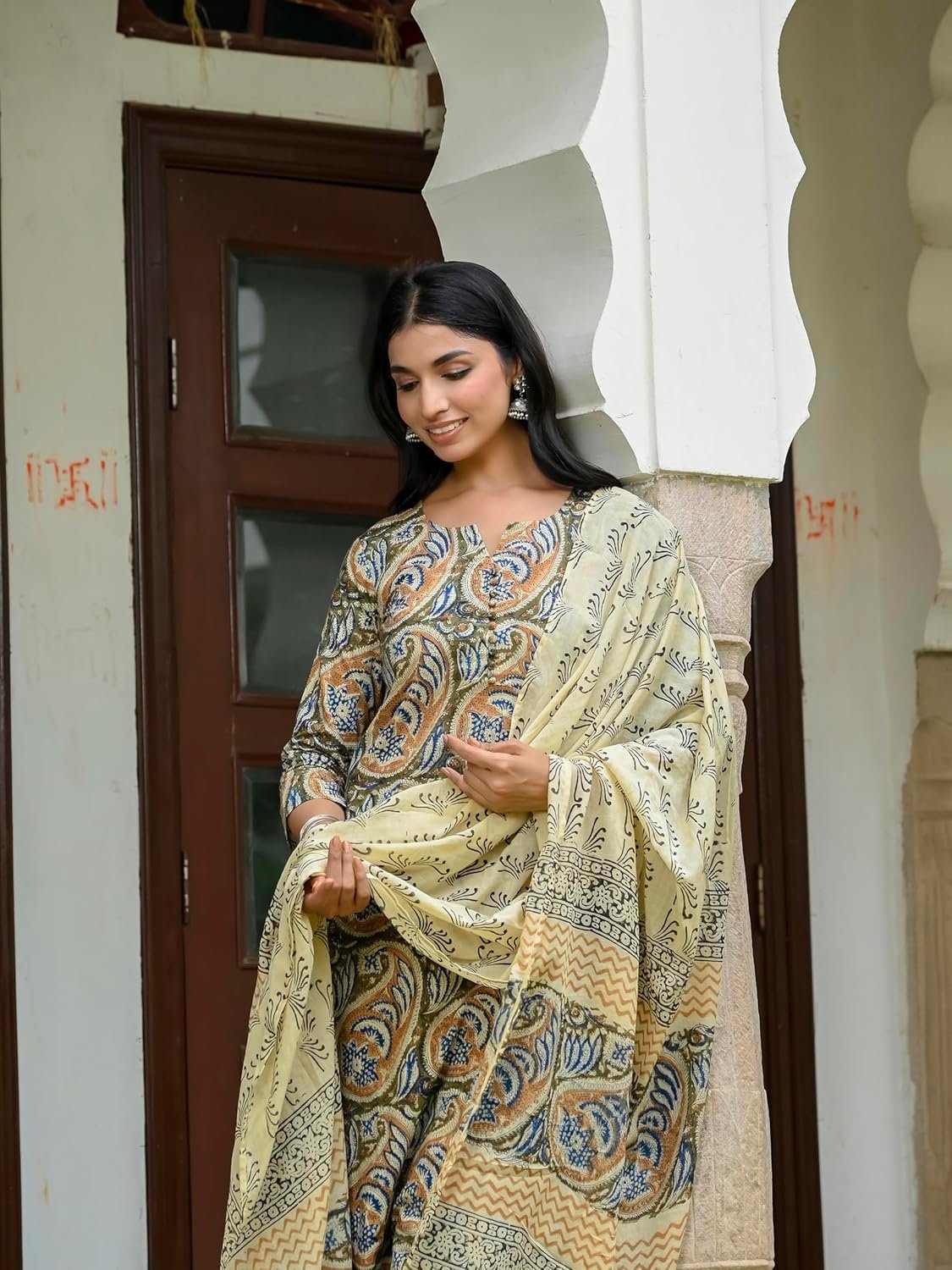 GoSriKi Women's Rayon Blend Kurta with Pant & Dupatta - Image 5