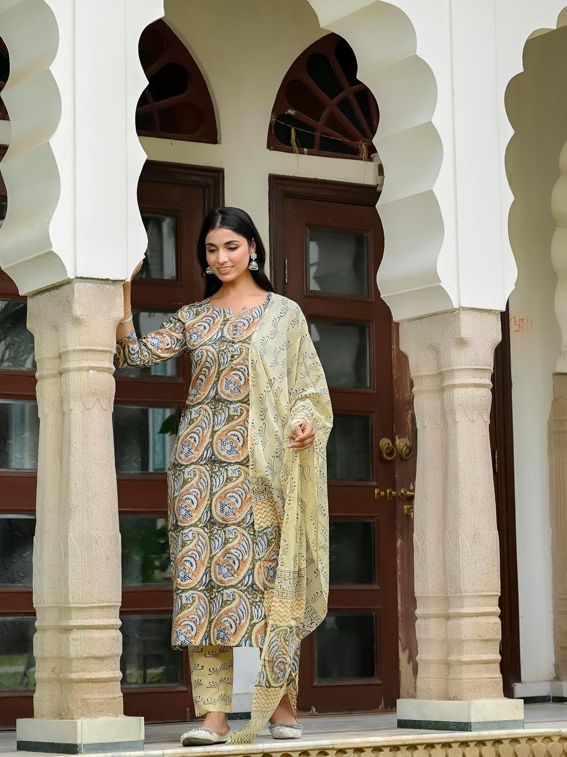 GoSriKi Women's Rayon Blend Kurta with Pant & Dupatta - Image 6