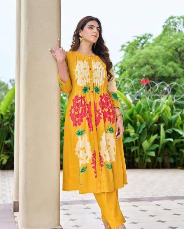 GoSriKi Women's Ethnic Co-Ord Set | Kurta Pant Set | Kurta Palazzo Set | Stylish Cotton Suit Set for Women, Festival Co-ord