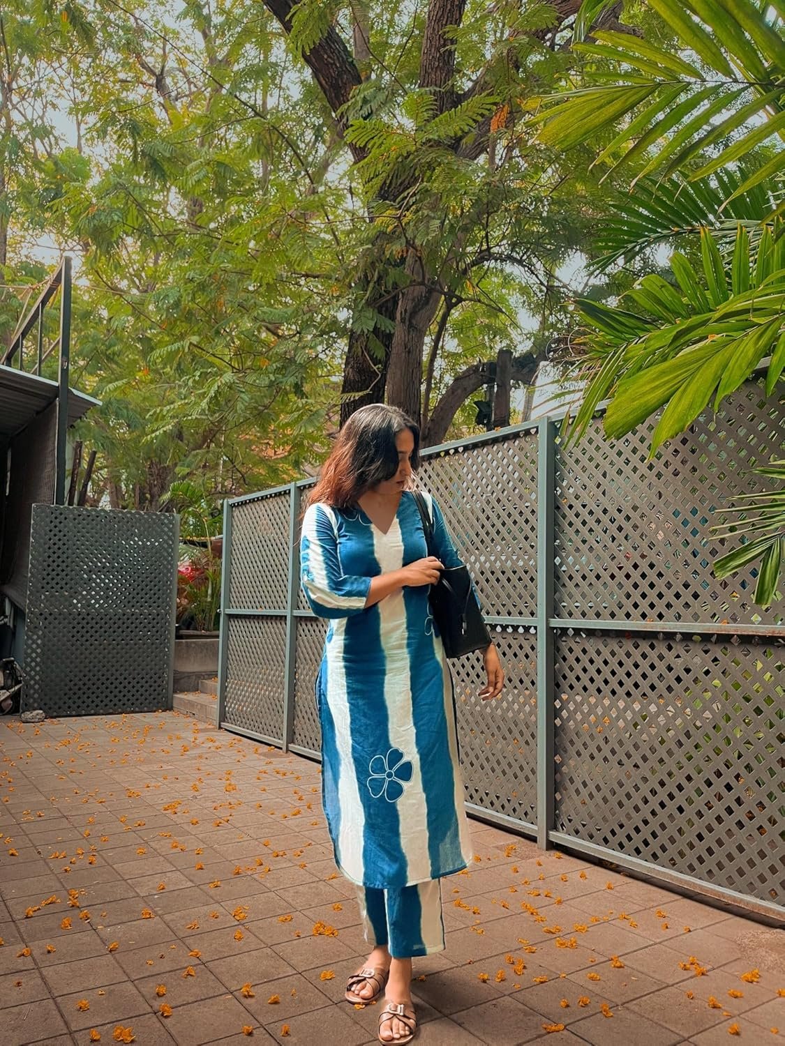 GoSriKi Women's Ethnic Co-Ord Set | Kurta Pant Set | Kurta Palazzo Set | Stylish Cotton Suit Set for Women, Festival Co-ord - Image 4