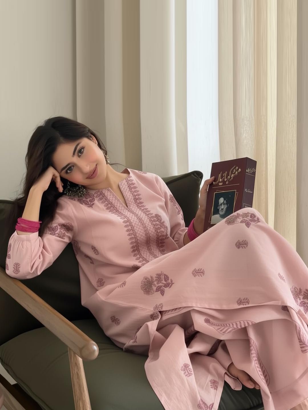 GoSriKi Women's Ethnic Co-Ord Set | Kurta Palazzo Set | Kurta Palazzo Set | Stylish Cotton Suit Set for Women, Festival - Image 3