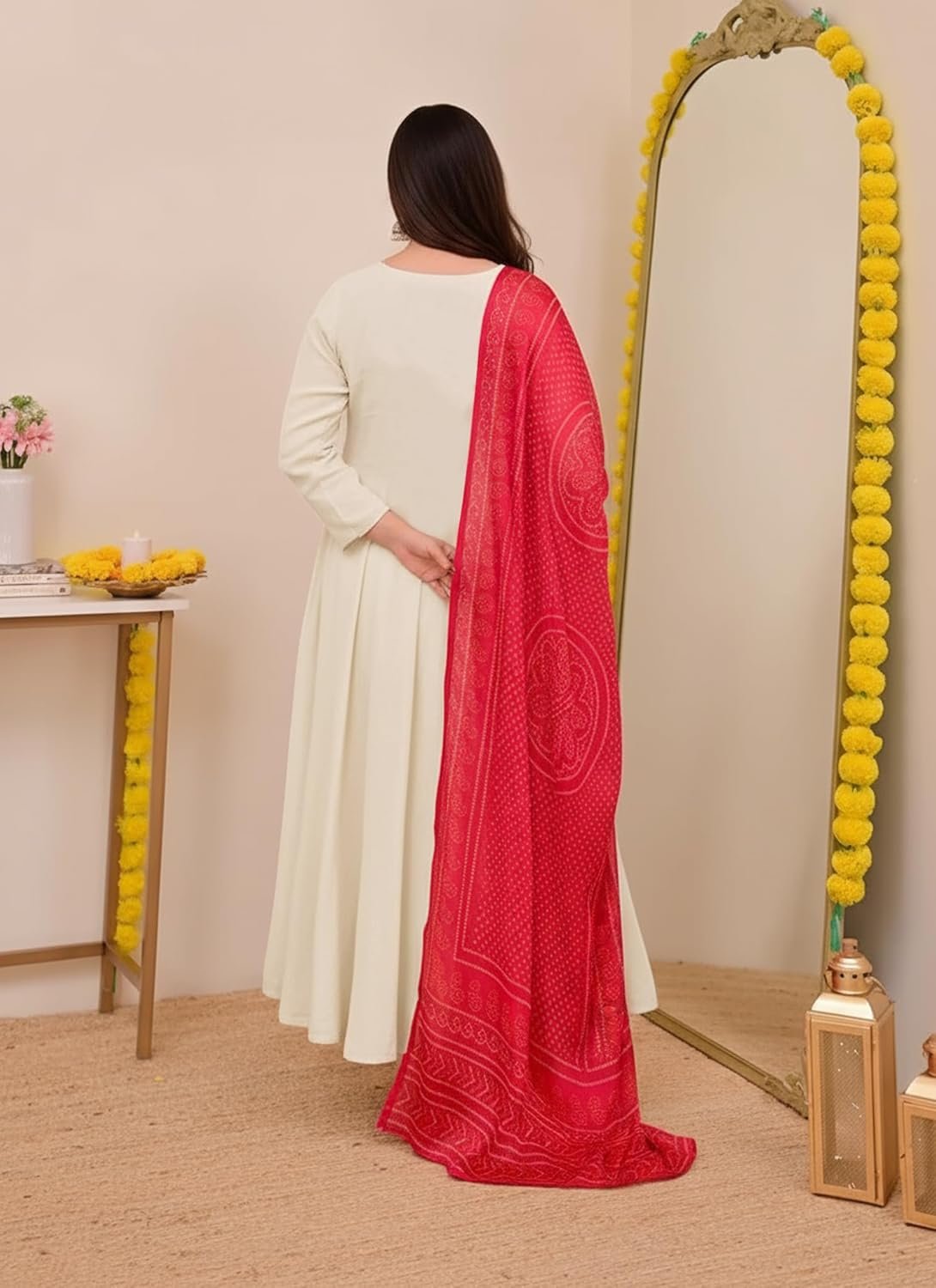 GoSriKi Women's Rayon Viscose Anarkali Embroidery Kurta with Pant and Dupatta - Image 6