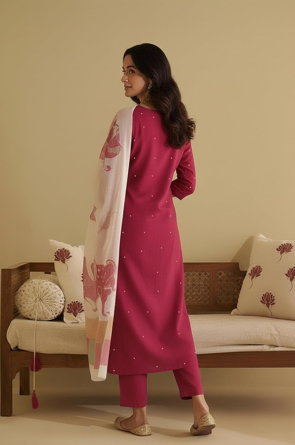 GoSriKi Women's Rayon Viscose Straight Embroidery Kurta with Pant and Dupatta - Image 4