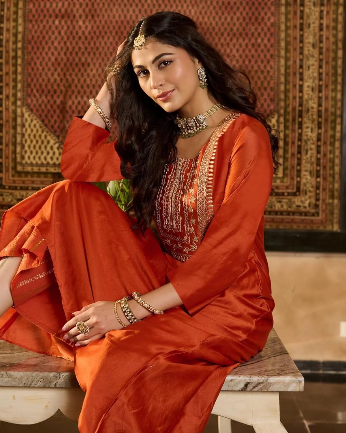 GoSriKi Women's Ethnic Co-Ord Set | Kurta Pant Set | Kurta Palazzo Set | Stylish Cotton Suit Set for Women, Festival Co-ord - Image 3