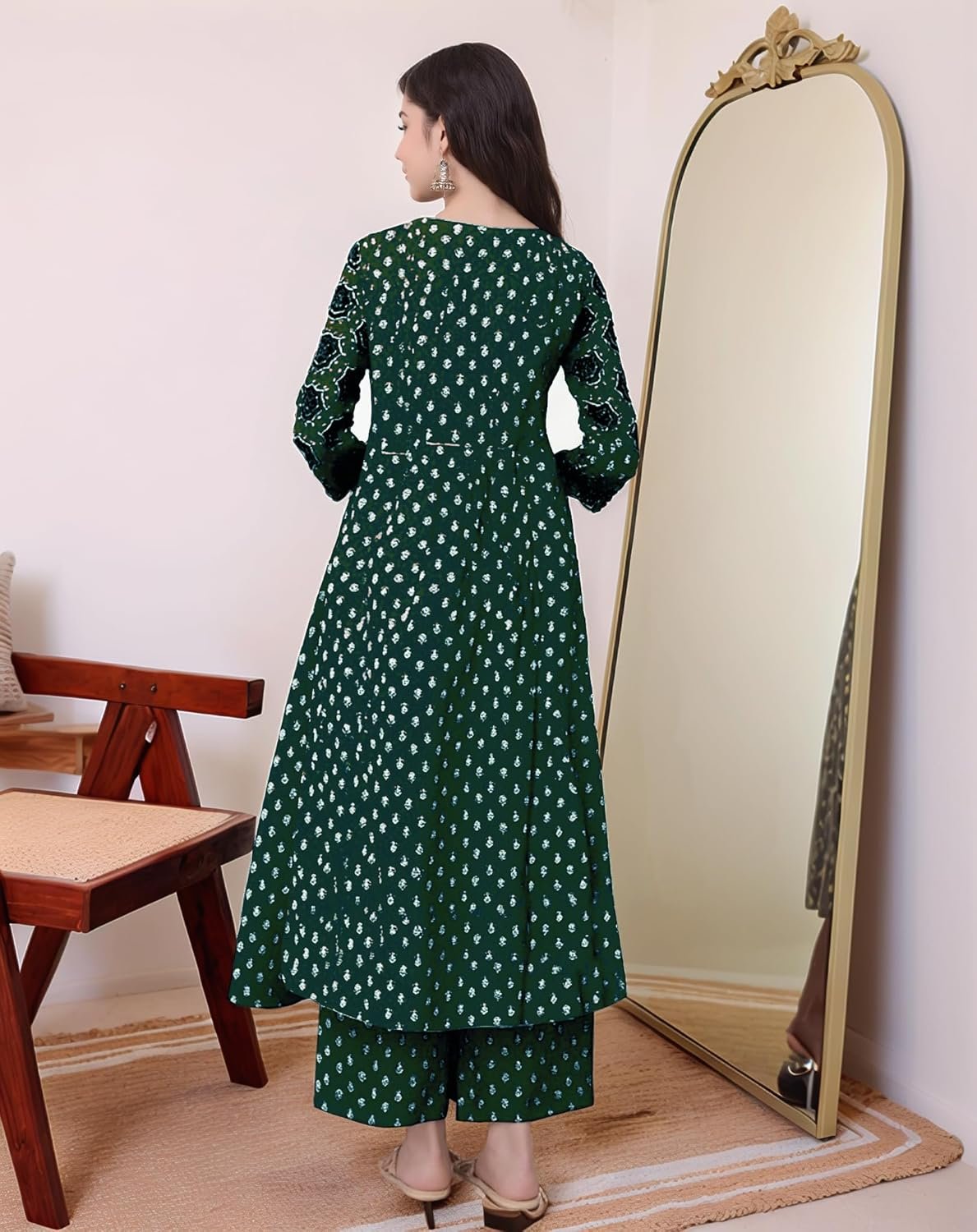 GoSriKi Women's Cotton Anarkali Kurta Set with Dupatta - Image 4