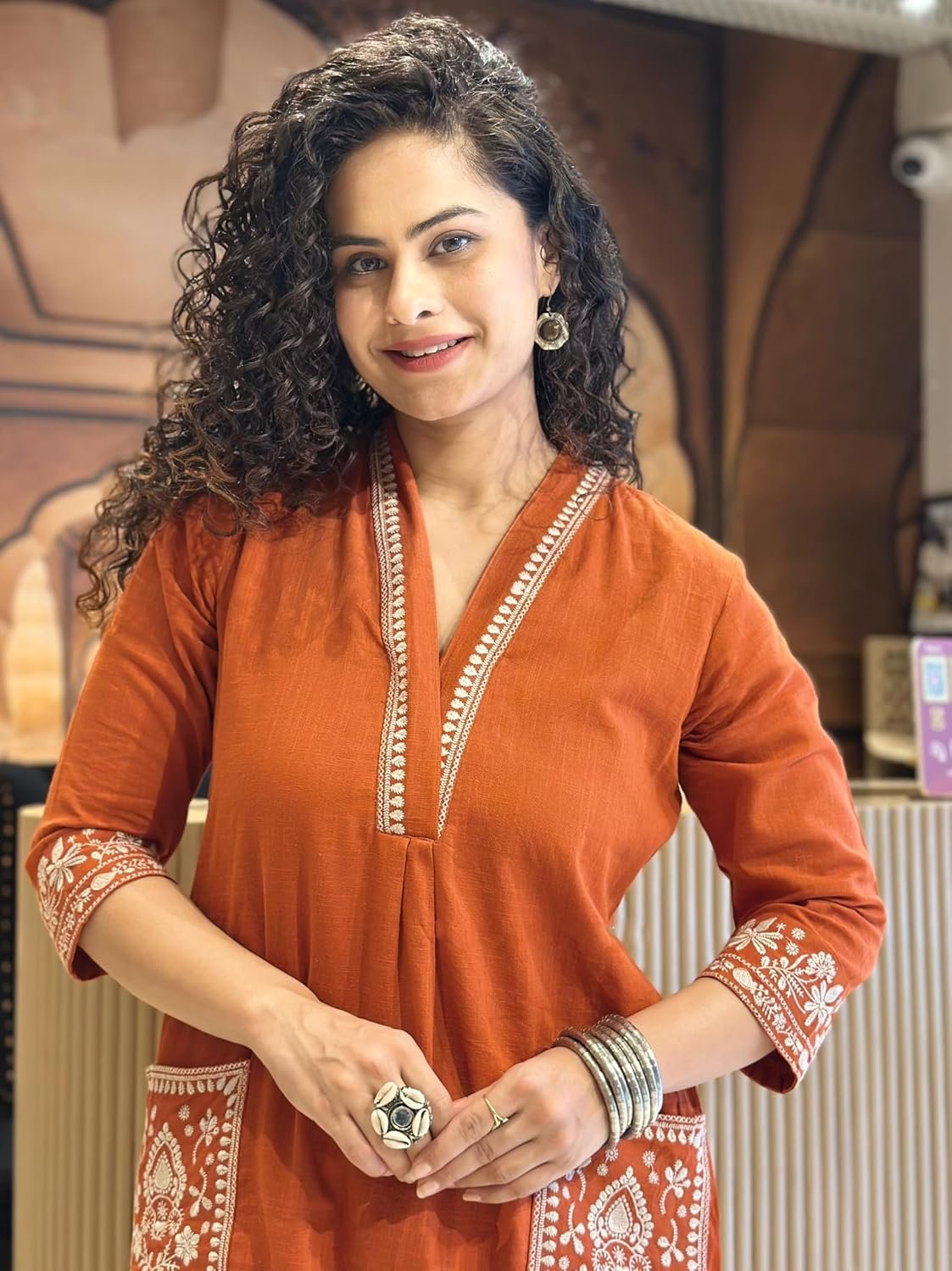 GoSriKi Women's Ethnic Co-Ord Set | Kurta Pant Set | Kurta Palazzo Set | Stylish Cotton Suit Set for Women, Festival Co-ord - Image 5