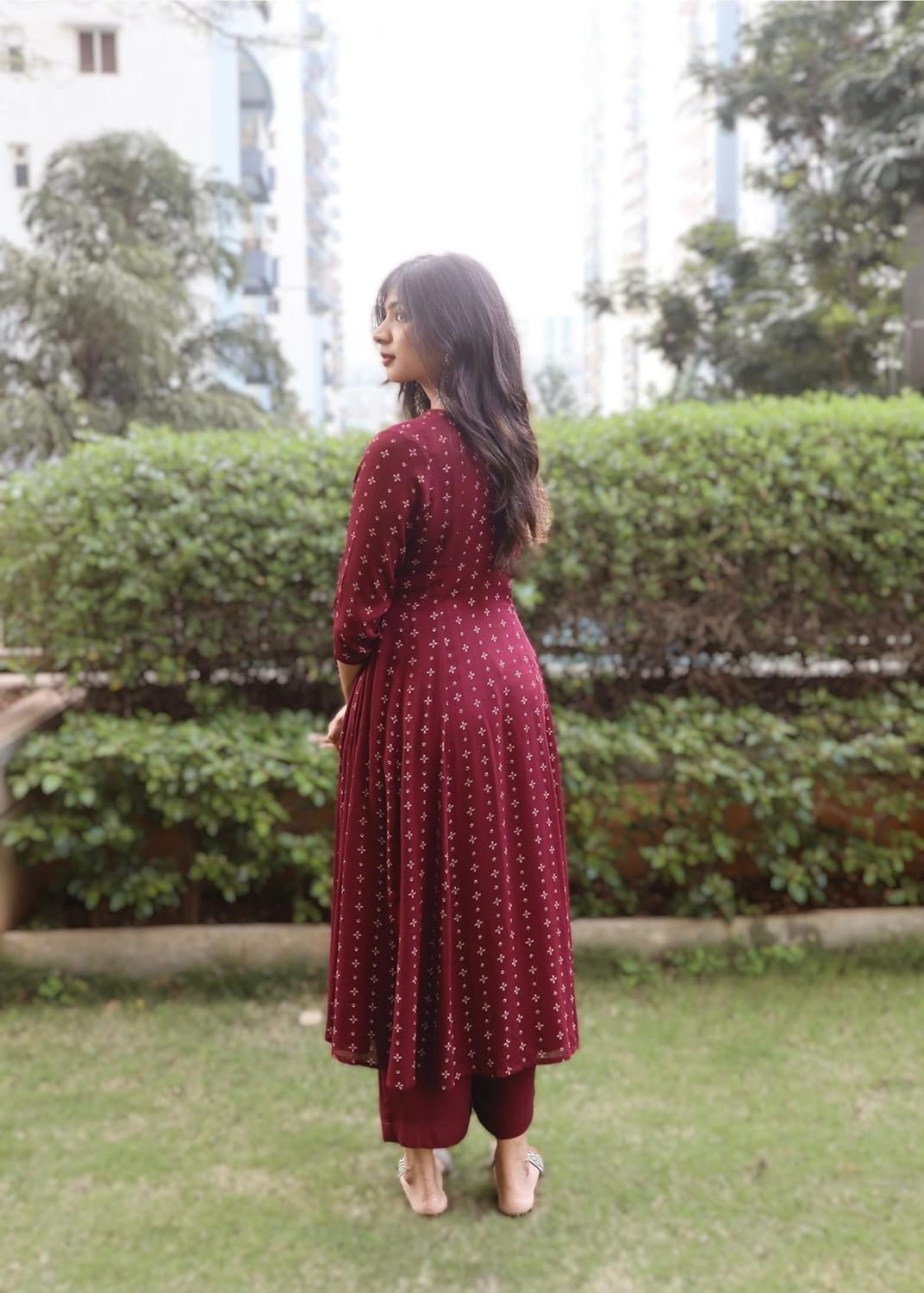 GoSriKi Women's Rayon Viscose Printed Anarkali Kurta with Pant - Image 4