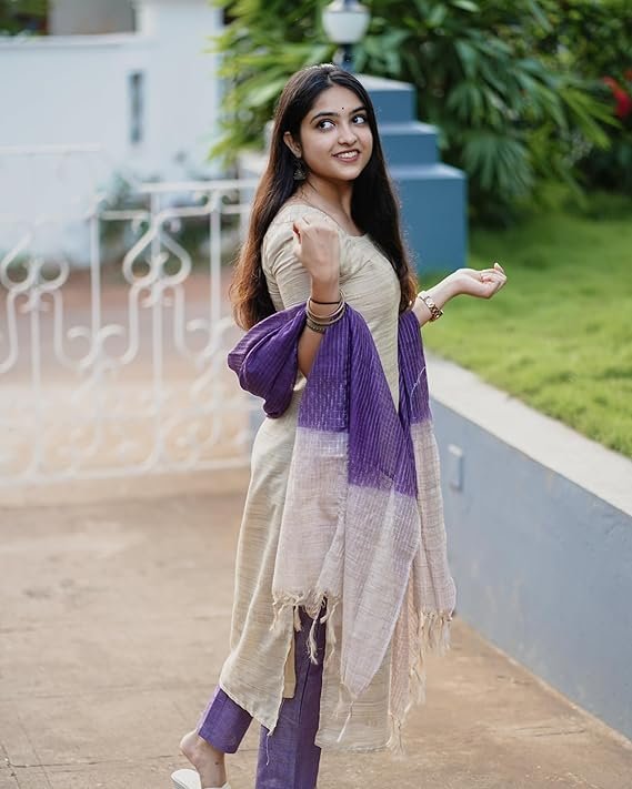 GoSriKi Women's Chanderi Straight Solid Kurta with Pant & Dupatta - Image 4