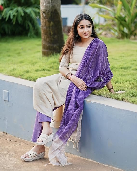 GoSriKi Women's Chanderi Straight Solid Kurta with Pant & Dupatta - Image 5