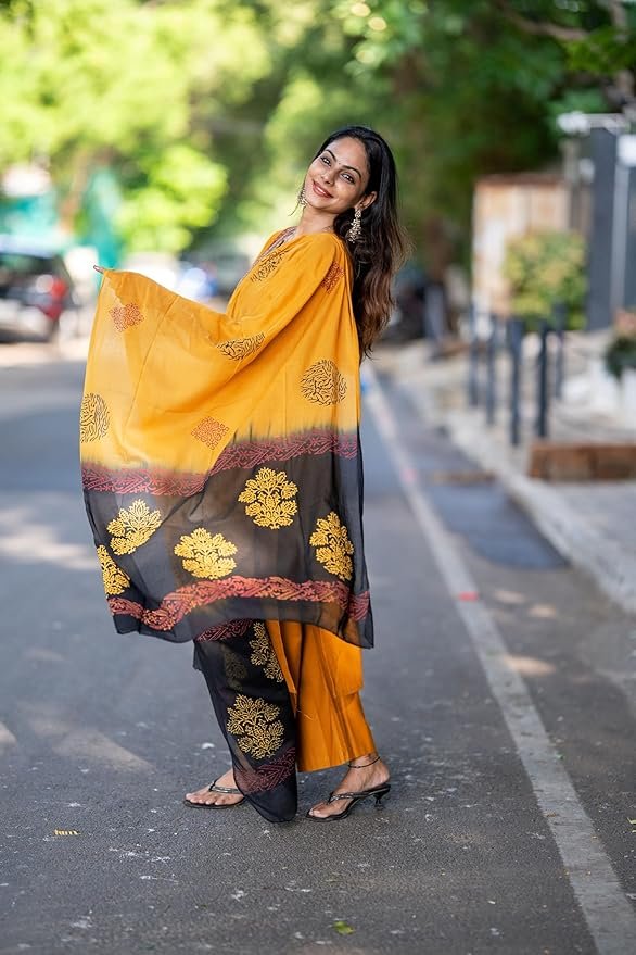 GoSriKi Women's Rayon Viscose Printed Straight Kurta with Pant & Dupatta - Image 5