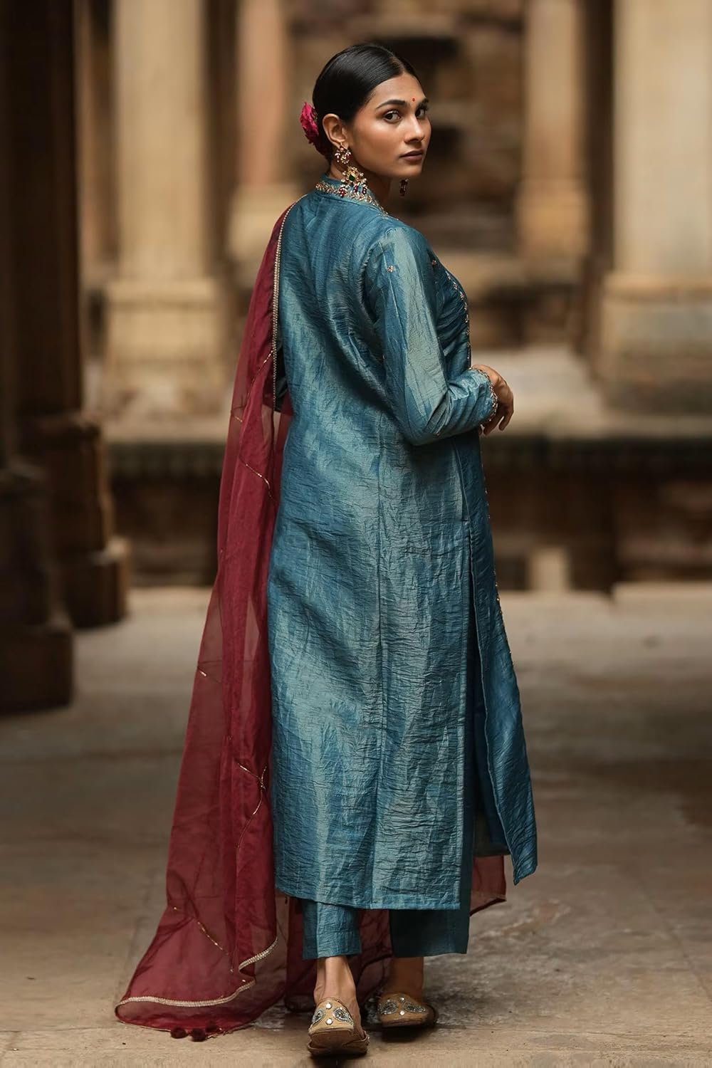 GoSriKi Women's Rayon Viscose Straight Embroidery Kurta with Pant and Dupatta - Image 6