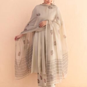 GoSriKi Women’s Rayon Viscose Anarkali Kurta with Pant and Dupatta