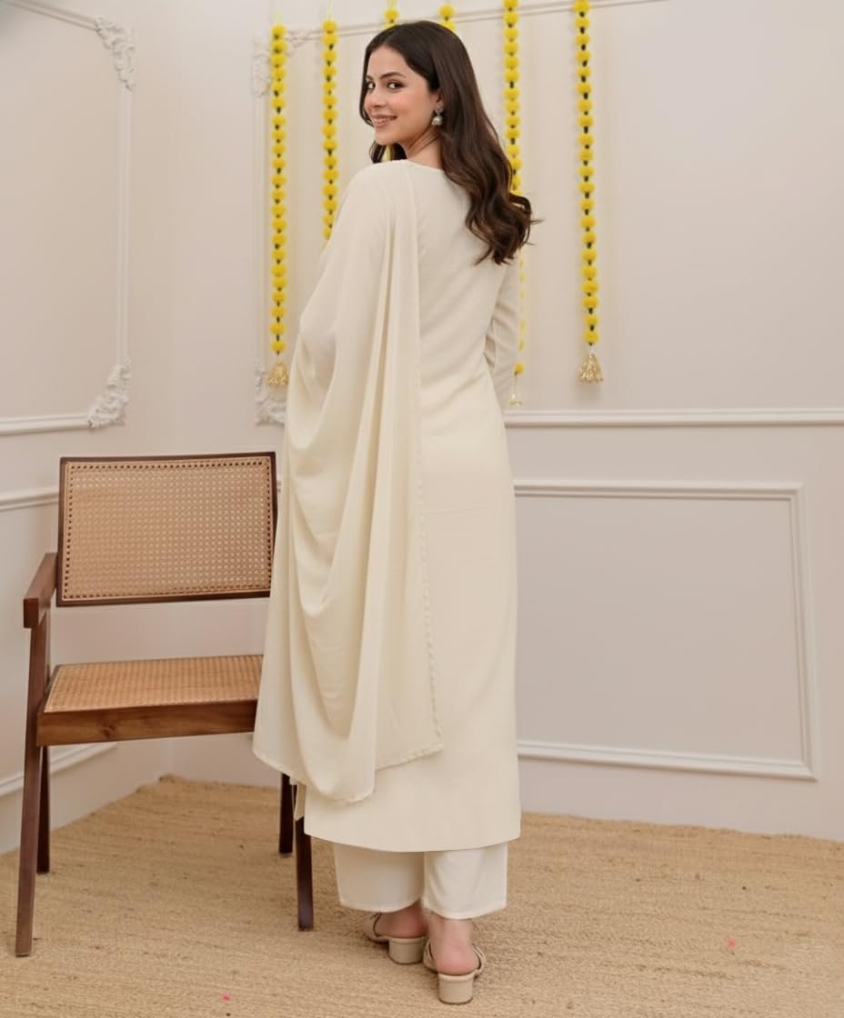 GoSriKi Women’s Rayon Viscose Straight Embroidered Kurta Set - Image 5