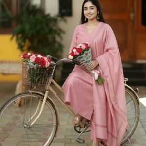 GoSriKi Women's Rayon Viscose Printed Straight Kurta with Pant & Dupatta