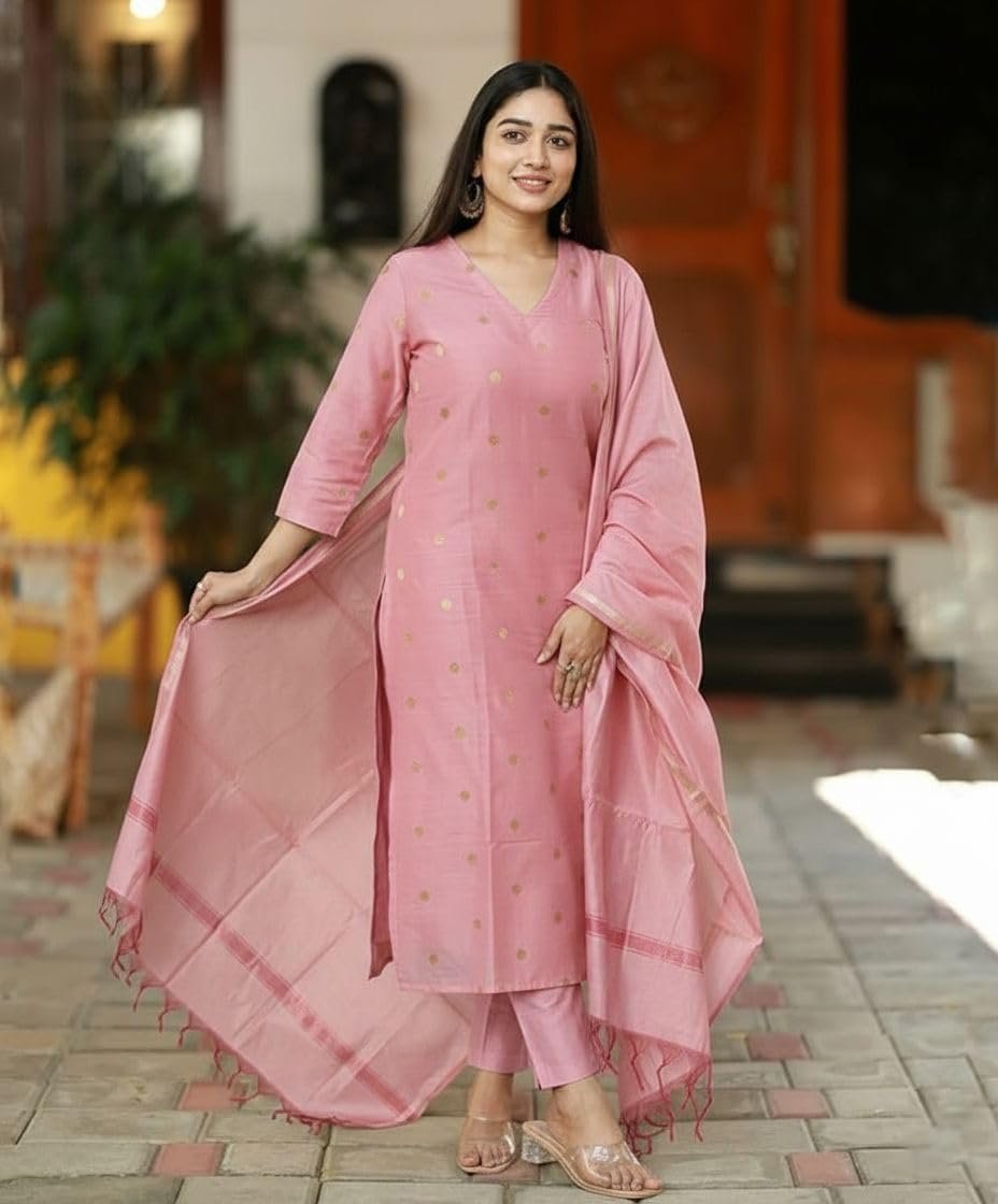 GoSriKi Women's Rayon Viscose Printed Straight Kurta with Pant & Dupatta - Image 4