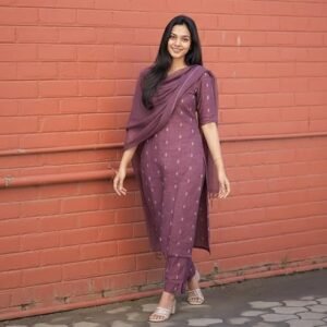 GoSriKi Women’s Rayon Viscose Straight Kurta with Pant & Dupatta