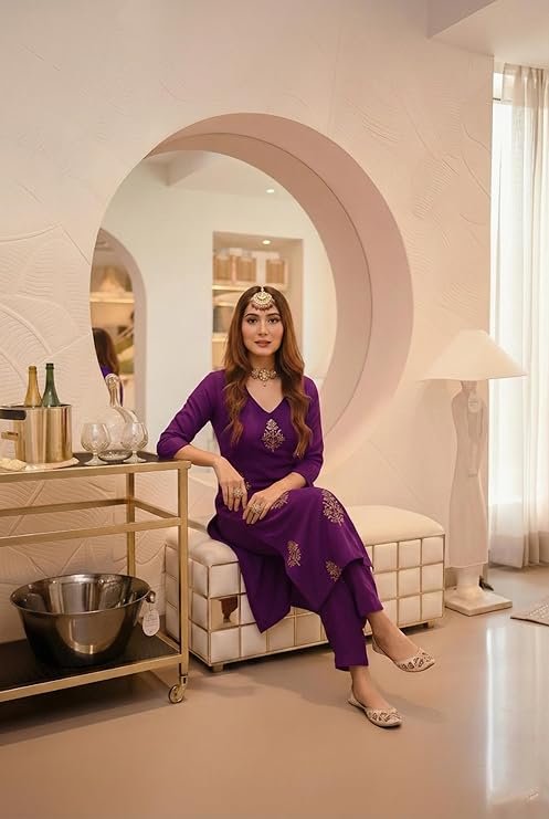 GoSriKi Women's Rayon Viscose Straight Printed Co-Ord Set