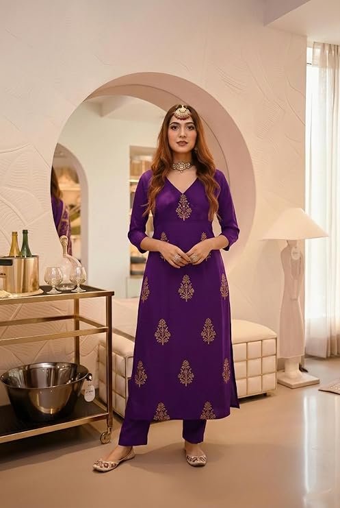 GoSriKi Women's Rayon Viscose Straight Printed Co-Ord Set - Image 3