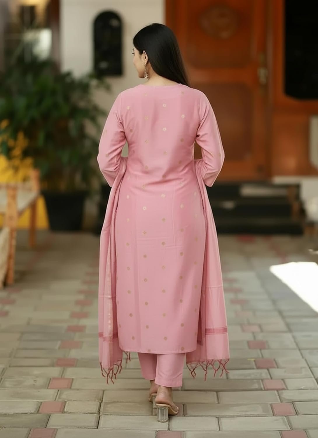 GoSriKi Women's Rayon Viscose Printed Straight Kurta with Pant & Dupatta - Image 3