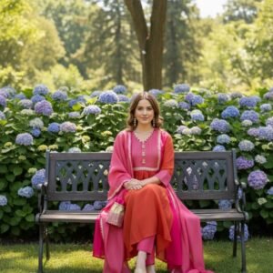 GoSriKi Women's Rayon Viscose Solid Anarkali Kurta Pant with Dupatta