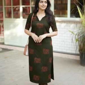 GoSriKi Women's Rayon Viscose Straight Kurta with Pant