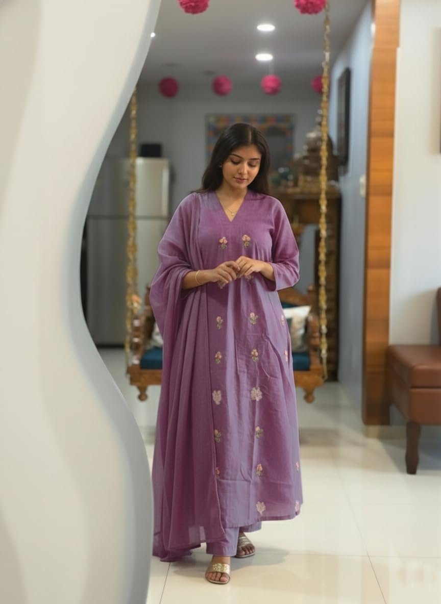 GoSriKi Women's Rayon Viscose Straight Kurta Set with Pant and Dupatta - Image 3