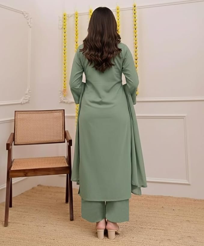 GoSriKi Women’s Viscose Straight Kurta Set with Pant & Dupatta - Image 5